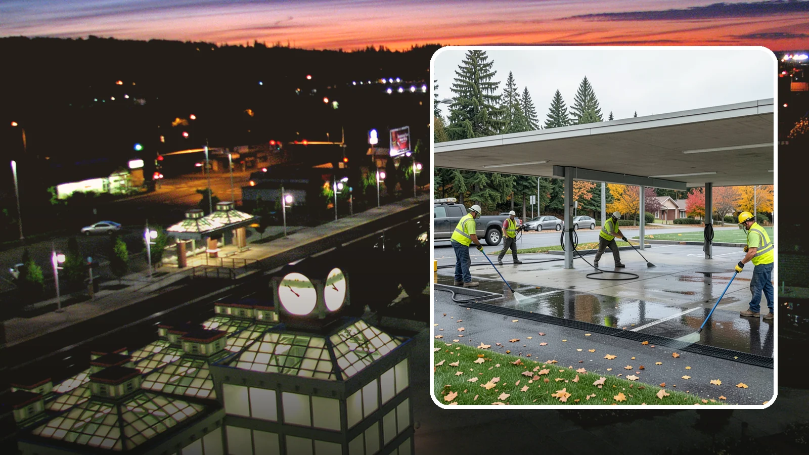Public Parking Structure Cleaning in Auburn, King County, WA - We clean public parking garages and decks to remove oil, grime, and stains while managing runoff for Western Washington agencies.
