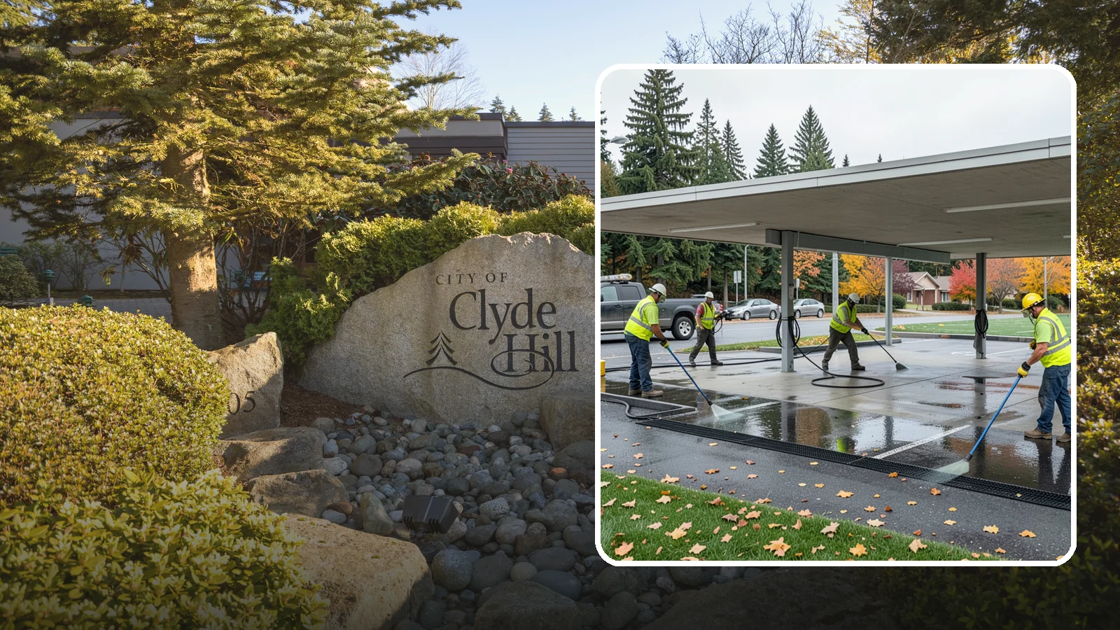 Public Parking Structure Cleaning in Clyde Hill, King County, WA - We clean public parking garages and decks to remove oil, grime, and stains while managing runoff for Western Washington agencies.