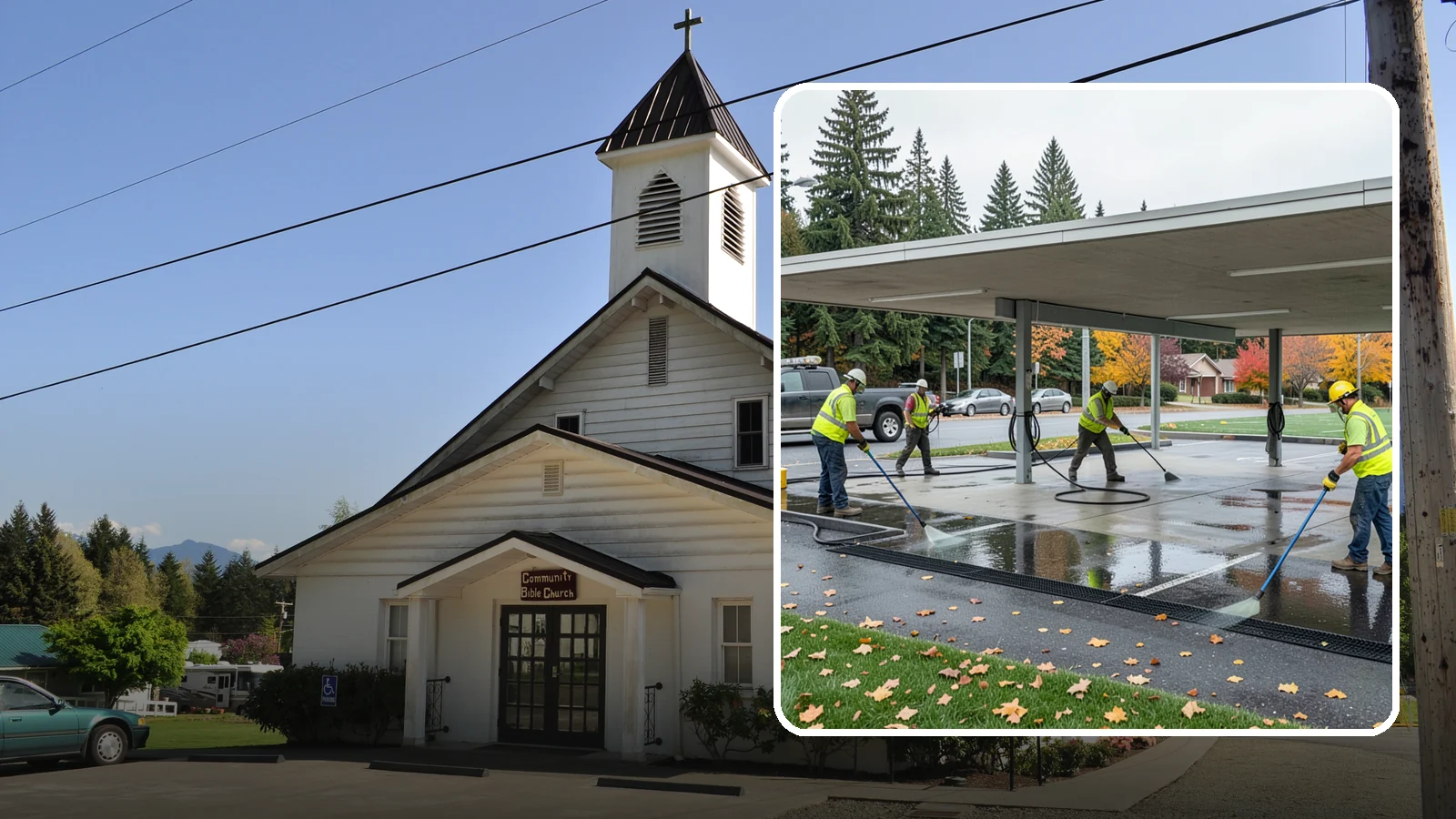 Public Parking Structure Cleaning in Concrete, Skagit County, WA - We clean public parking garages and decks to remove oil, grime, and stains while managing runoff for Western Washington agencies.