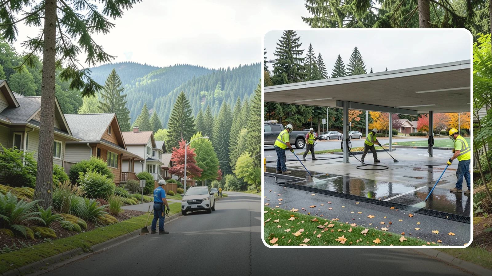 Public Parking Structure Cleaning in Darrington, Snohomish County, WA - We clean public parking garages and decks to remove oil, grime, and stains while managing runoff for Western Washington agencies.