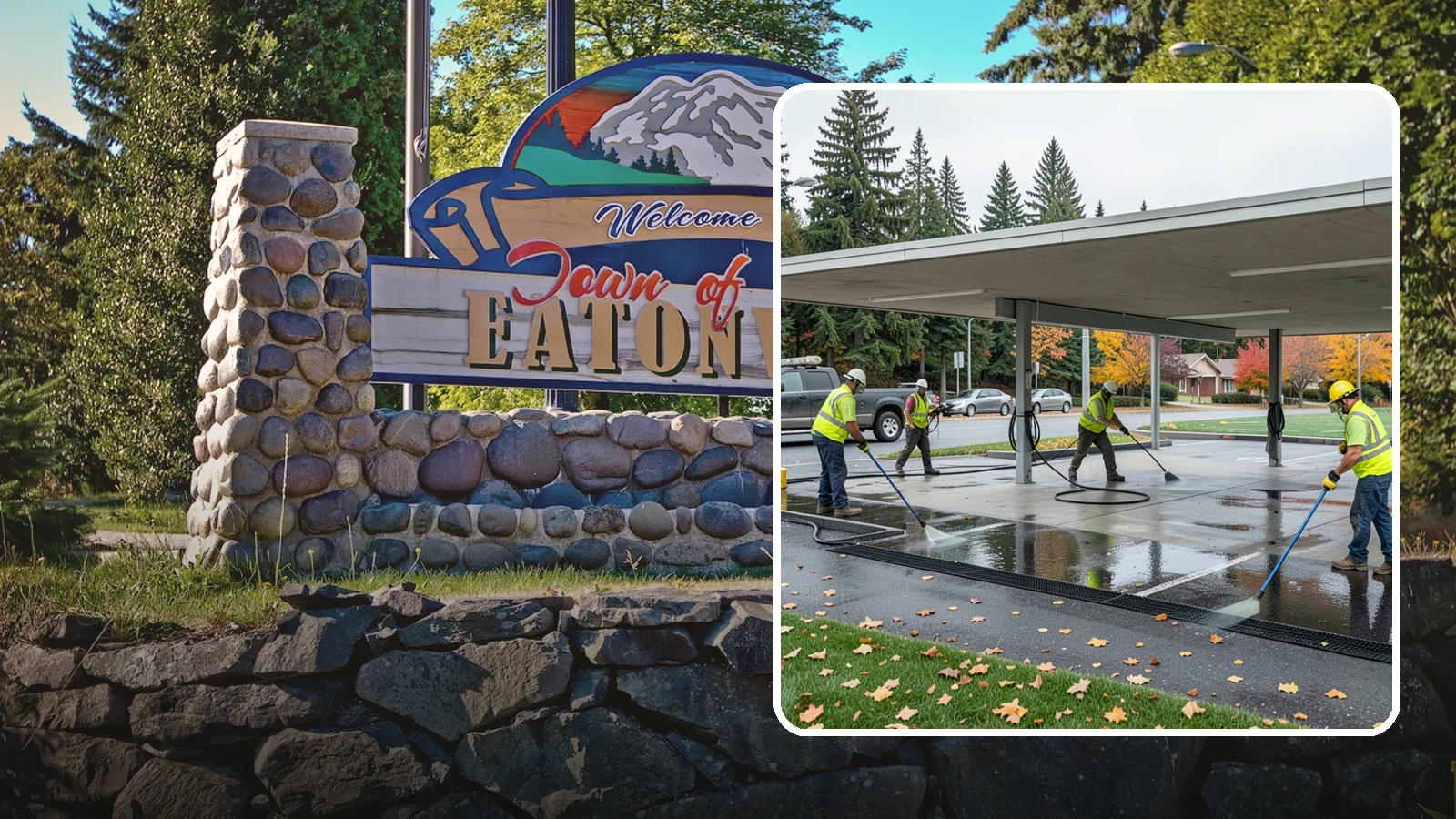 Public Parking Structure Cleaning in Eatonville, Pierce County, WA - We clean public parking garages and decks to remove oil, grime, and stains while managing runoff for Western Washington agencies.