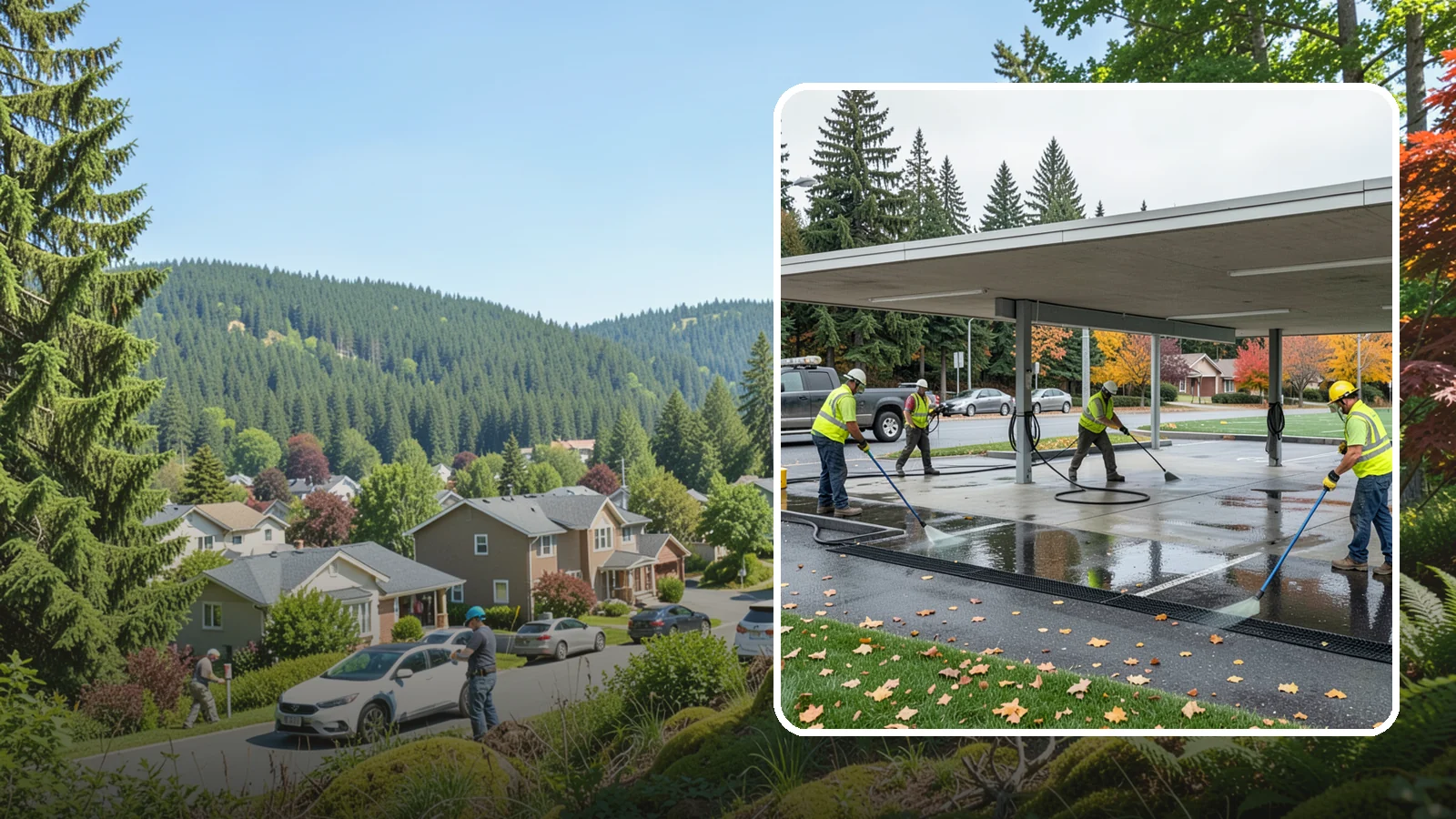 Public Parking Structure Cleaning in Index, Snohomish County, WA - We clean public parking garages and decks to remove oil, grime, and stains while managing runoff for Western Washington agencies.