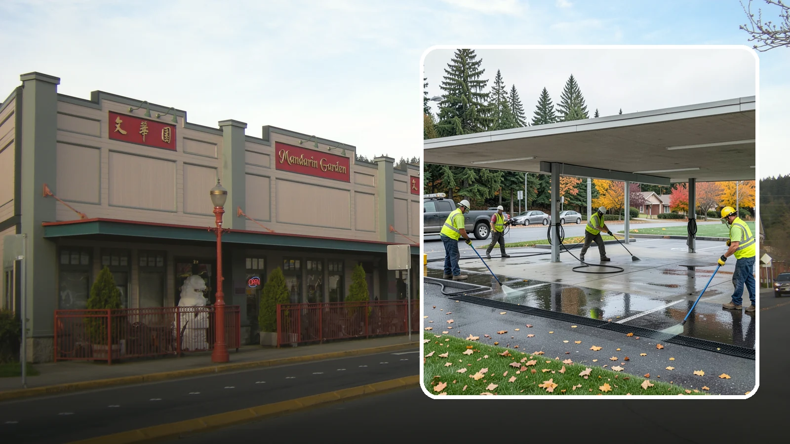 Public Parking Structure Cleaning in Issaquah, King County, WA - We clean public parking garages and decks to remove oil, grime, and stains while managing runoff for Western Washington agencies.