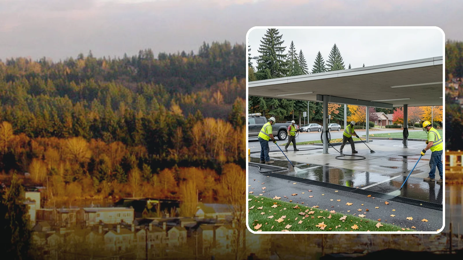 Public Parking Structure Cleaning in Kenmore, King County, WA - We clean public parking garages and decks to remove oil, grime, and stains while managing runoff for Western Washington agencies.