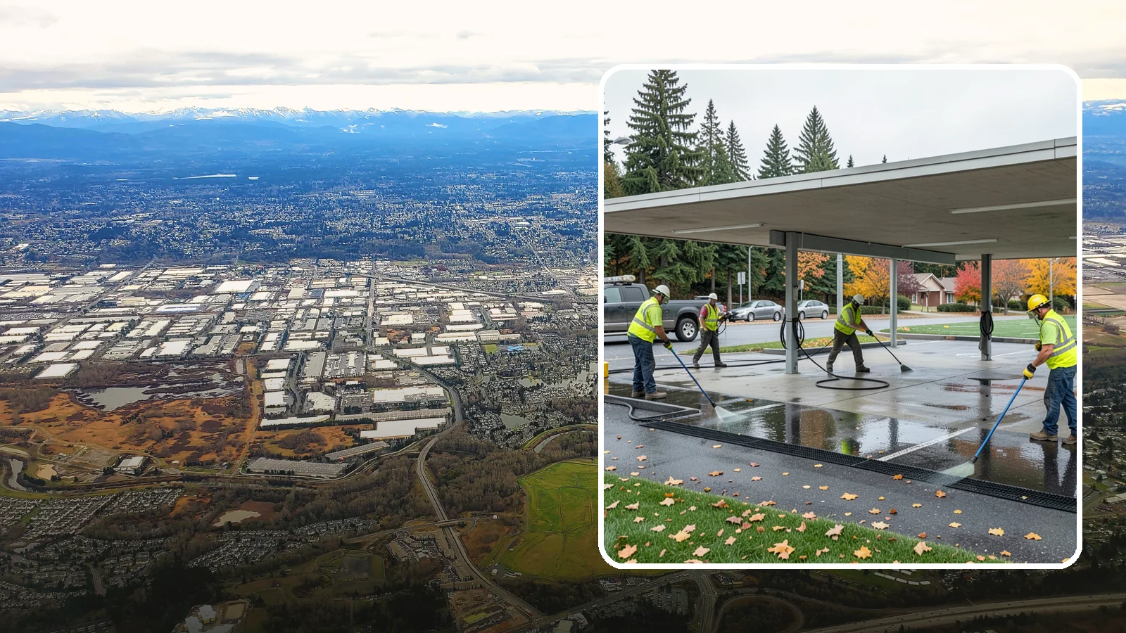 Public Parking Structure Cleaning in Kent, King County, WA - We clean public parking garages and decks to remove oil, grime, and stains while managing runoff for Western Washington agencies.