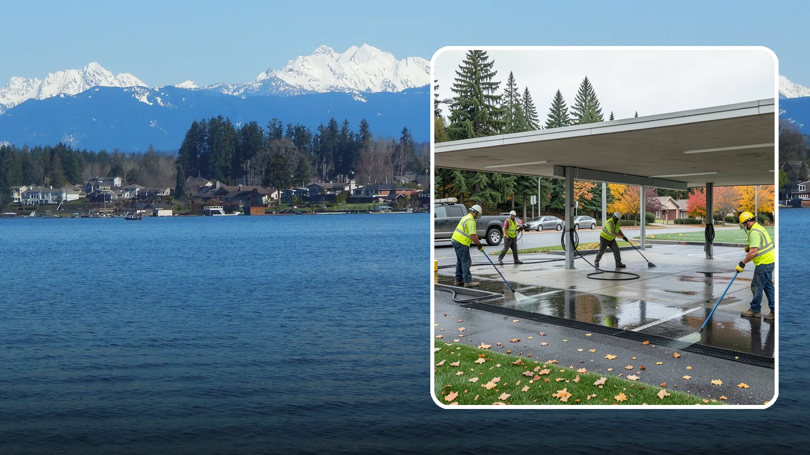 Public Parking Structure Cleaning in Lake Stevens, Snohomish County, WA - We clean public parking garages and decks to remove oil, grime, and stains while managing runoff for Western Washington agencies.