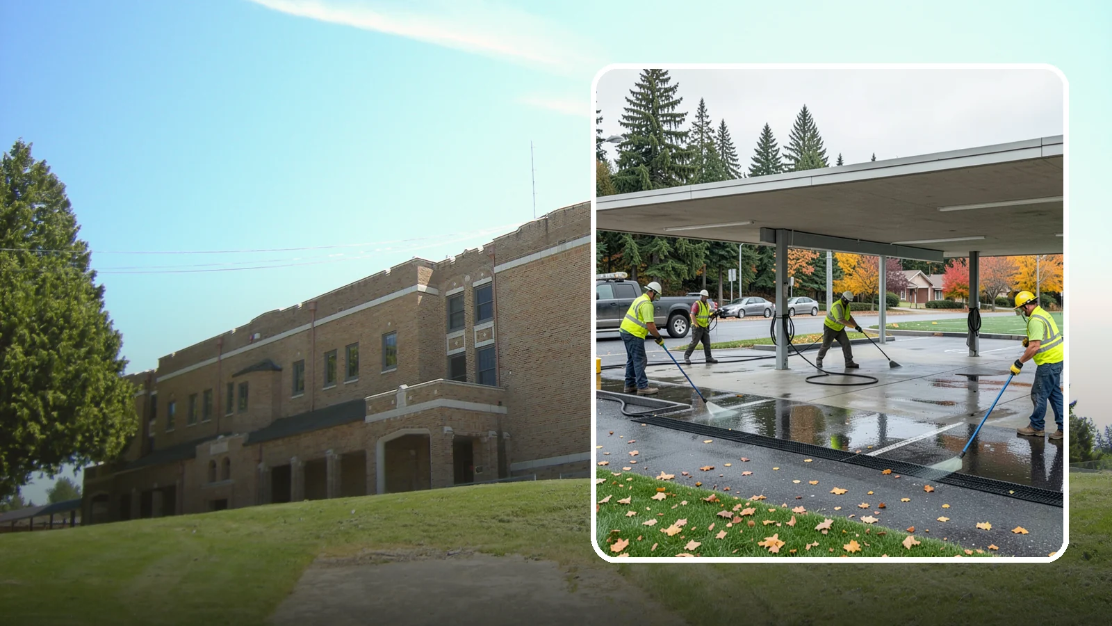 Public Parking Structure Cleaning in Maple Valley, King County, WA - We clean public parking garages and decks to remove oil, grime, and stains while managing runoff for Western Washington agencies.