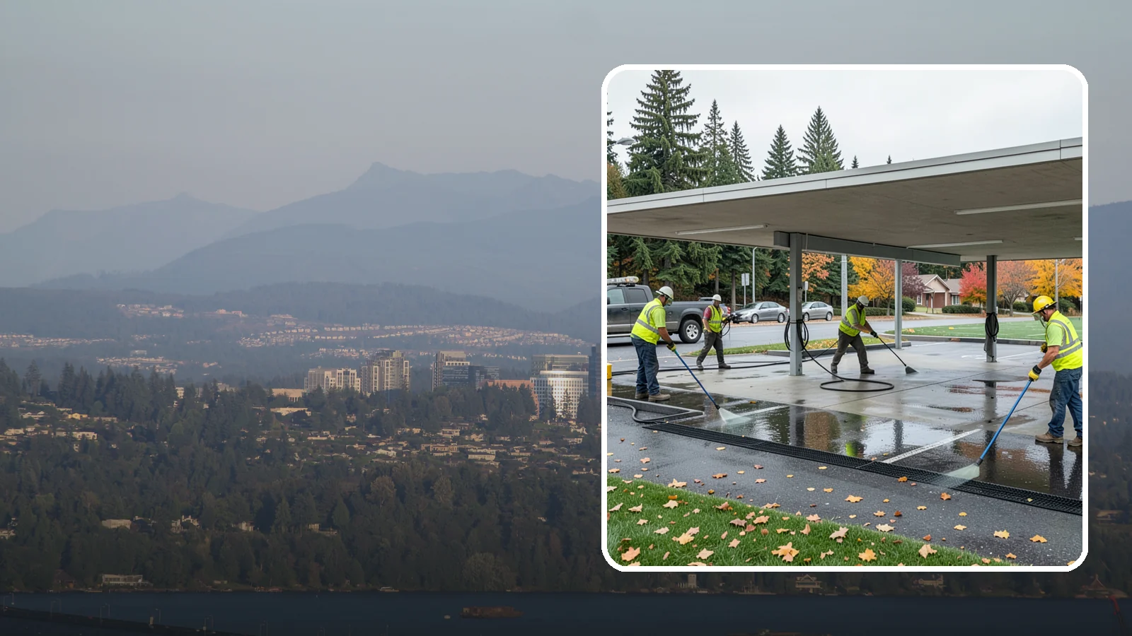 Public Parking Structure Cleaning in Medina, King County, WA - We clean public parking garages and decks to remove oil, grime, and stains while managing runoff for Western Washington agencies.