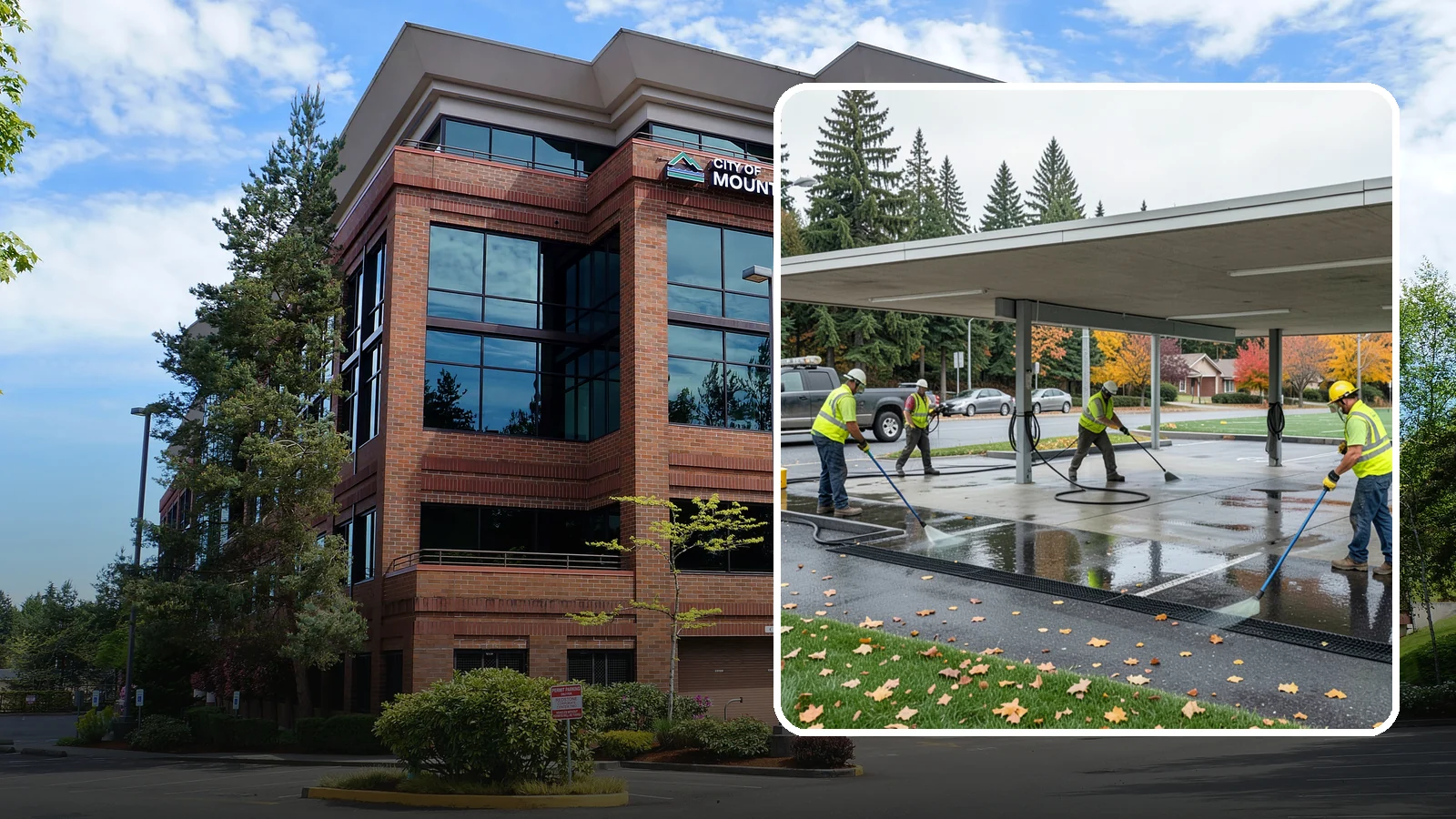 Public Parking Structure Cleaning in Mountlake Terrace, Snohomish County, WA - We clean public parking garages and decks to remove oil, grime, and stains while managing runoff for Western Washington agencies.