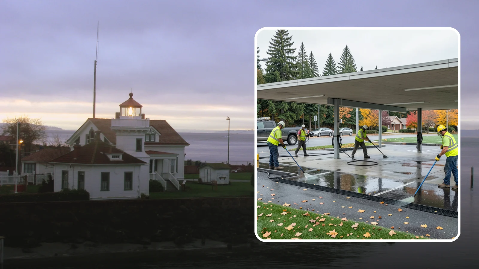 Public Parking Structure Cleaning in Mukilteo, Snohomish County, WA - We clean public parking garages and decks to remove oil, grime, and stains while managing runoff for Western Washington agencies.