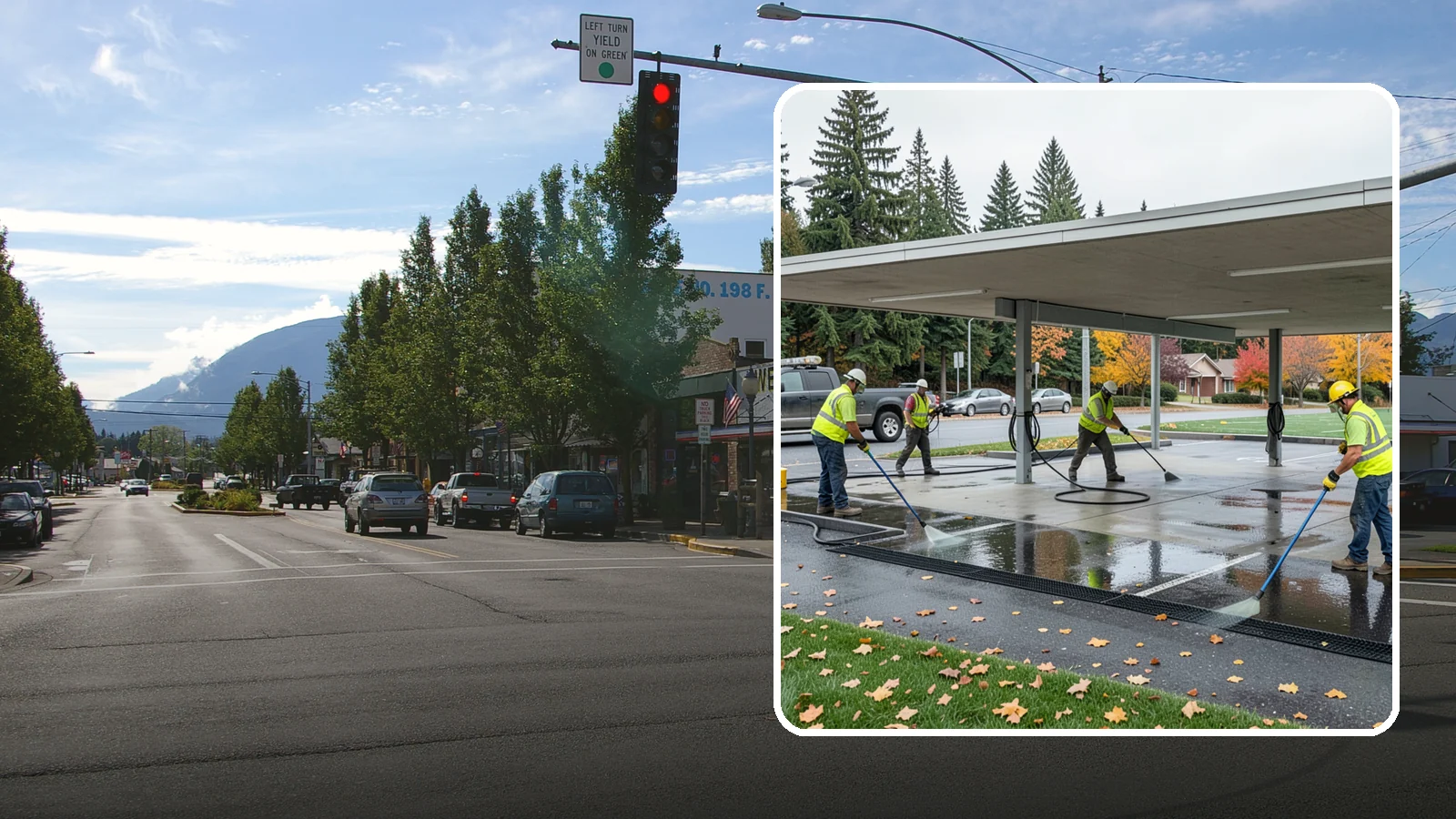 Public Parking Structure Cleaning in North Bend, King County, WA - We clean public parking garages and decks to remove oil, grime, and stains while managing runoff for Western Washington agencies.