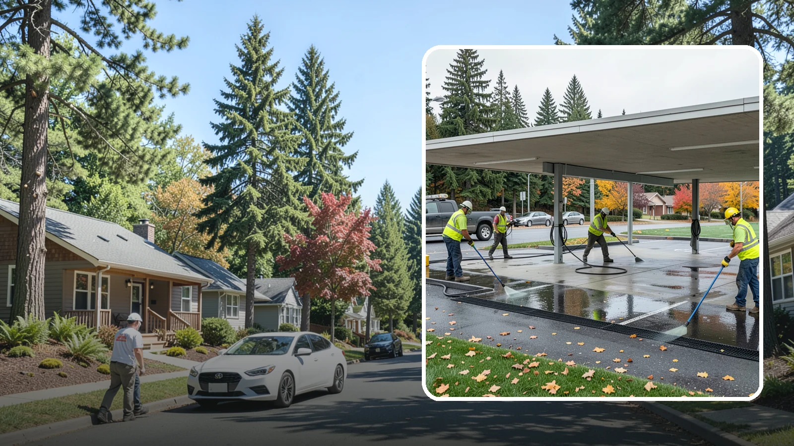 Public Parking Structure Cleaning in Orting, Pierce County, WA - We clean public parking garages and decks to remove oil, grime, and stains while managing runoff for Western Washington agencies.