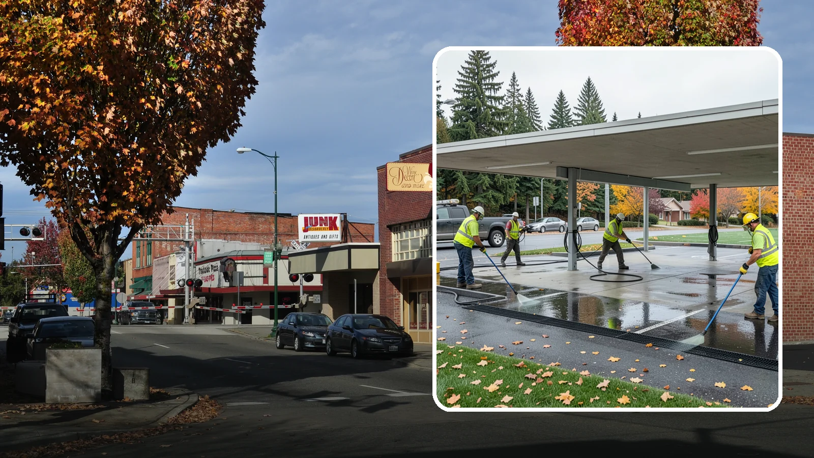 Public Parking Structure Cleaning in Puyallup, Pierce County, WA - We clean public parking garages and decks to remove oil, grime, and stains while managing runoff for Western Washington agencies.