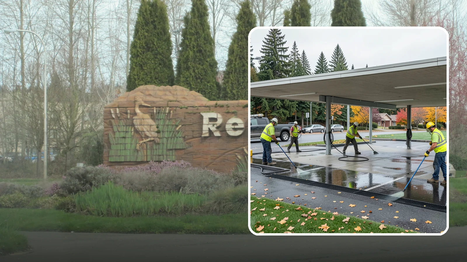 Public Parking Structure Cleaning in Renton, King County, WA - We clean public parking garages and decks to remove oil, grime, and stains while managing runoff for Western Washington agencies.