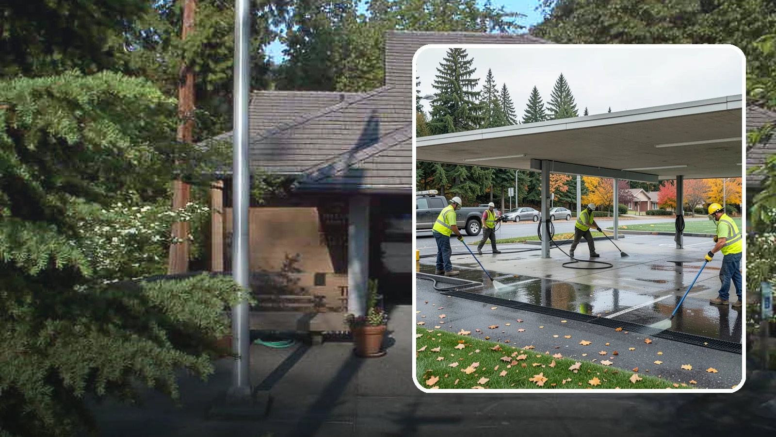 Public Parking Structure Cleaning in Yarrow Point, King County, WA - We clean public parking garages and decks to remove oil, grime, and stains while managing runoff for Western Washington agencies.