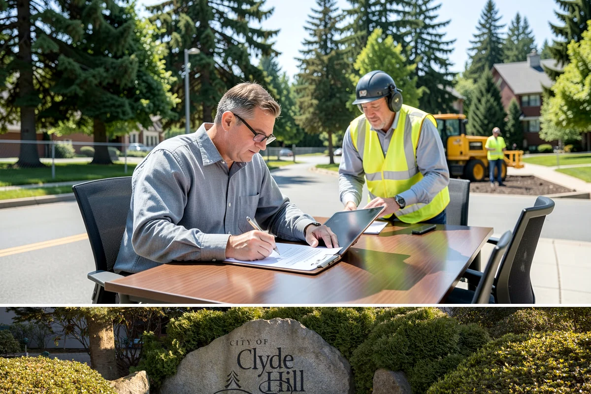 Public Plaza Maintenance in Clyde Hill, King County, WA - Biological growth peaks in the wet fall and winter, prioritizing cleaning then, while sealing and repairs are timed for drier...
