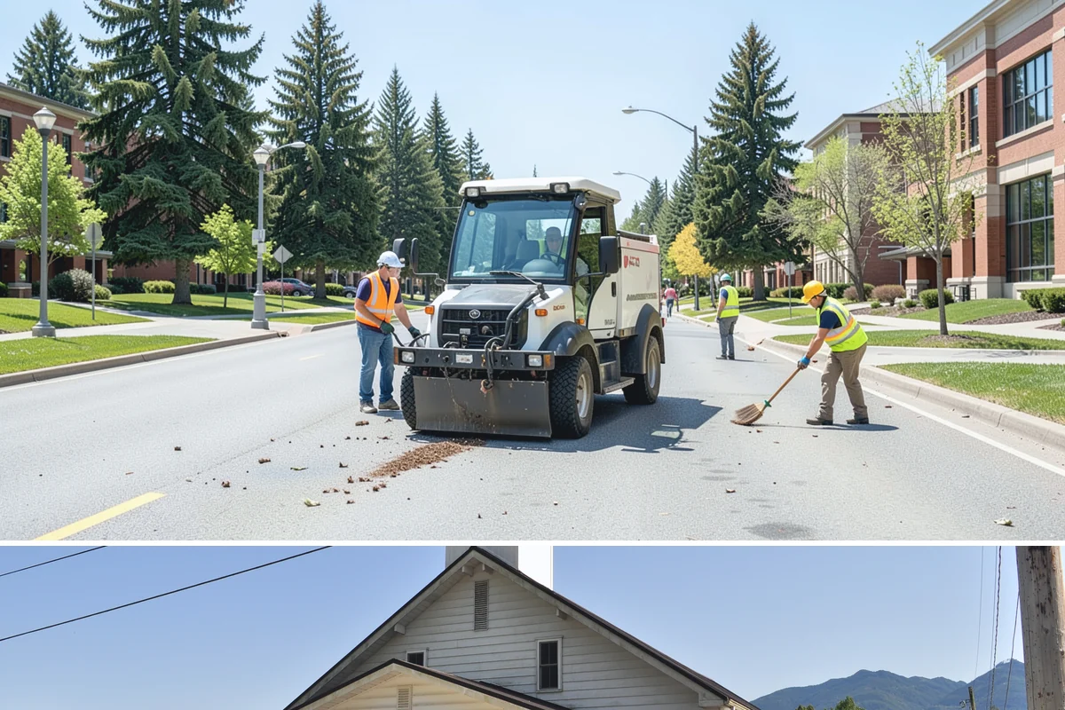 Public Plaza Maintenance in Concrete, Skagit County, WA - Biological growth peaks in the wet fall and winter, prioritizing cleaning then, while sealing and repairs are timed for drier...