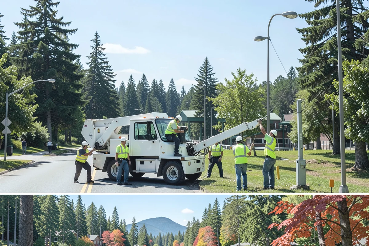 Public Plaza Maintenance in Covington, King County, WA - Biological growth peaks in the wet fall and winter, prioritizing cleaning then, while sealing and repairs are timed for drier...