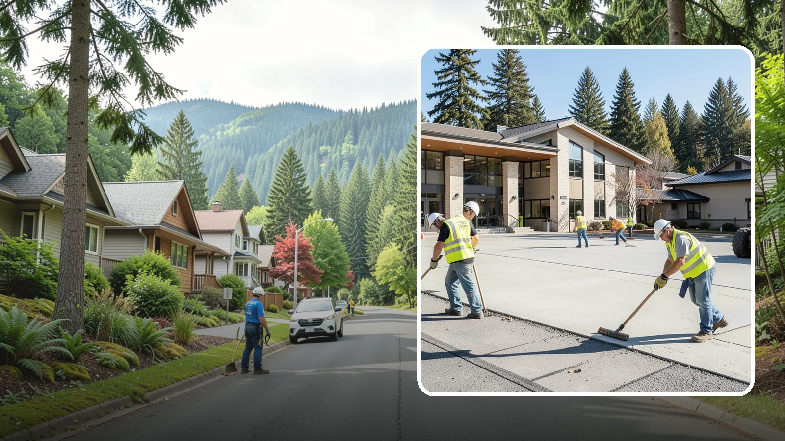 Public Plaza Maintenance in Darrington, Snohomish County, WA - We provide ongoing plaza maintenance including joint repair, cleaning, sealing, and hardscape upkeep.