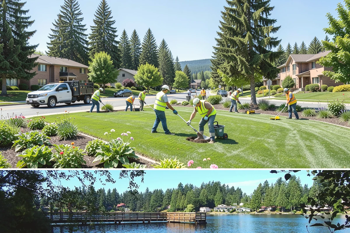Public Plaza Maintenance in Federal Way, King County, WA - Biological growth peaks in the wet fall and winter, prioritizing cleaning then, while sealing and repairs are timed for drier...