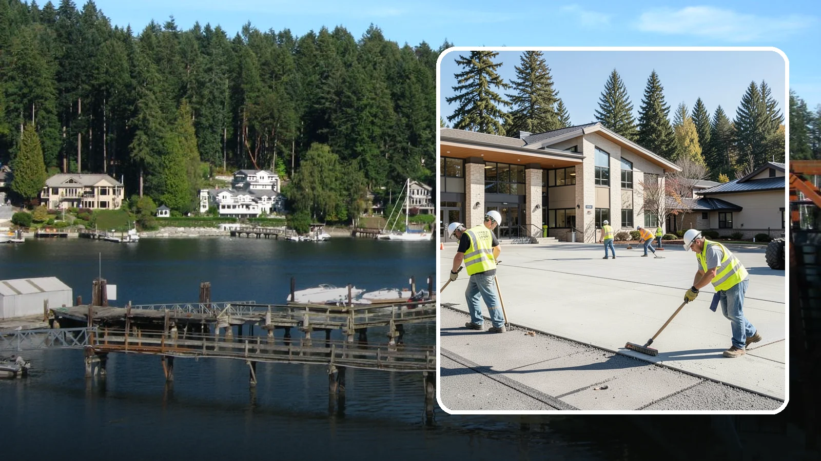 Public Plaza Maintenance in Gig Harbor, Pierce County, WA - We provide ongoing plaza maintenance including joint repair, cleaning, sealing, and hardscape upkeep.