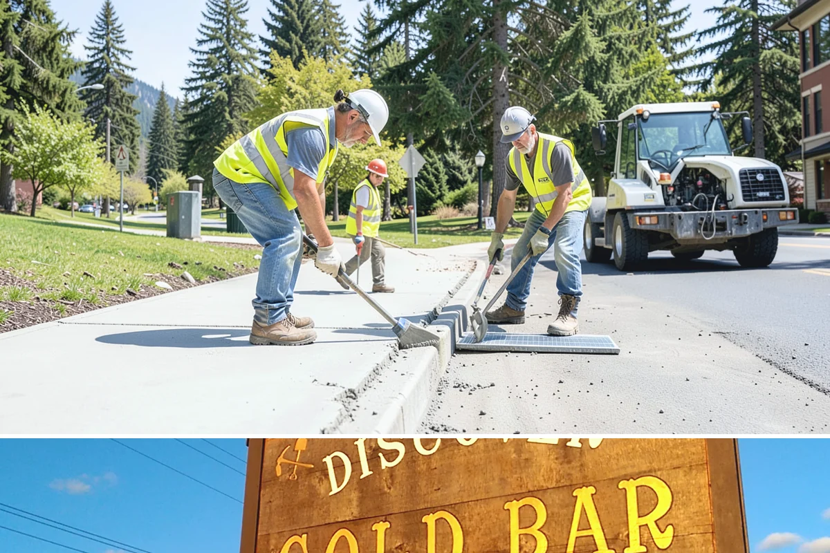 Public Plaza Maintenance in Gold Bar, Snohomish County, WA - Biological growth peaks in the wet fall and winter, prioritizing cleaning then, while sealing and repairs are timed for drier...