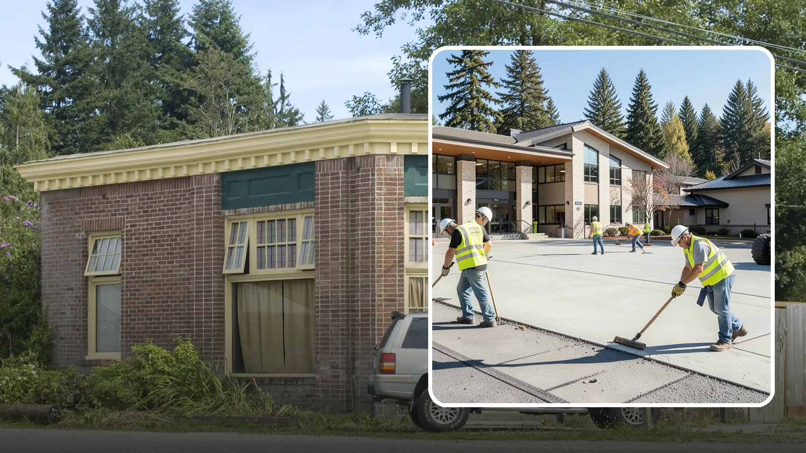 Public Plaza Maintenance in Hamilton, Skagit County, WA - We provide ongoing plaza maintenance including joint repair, cleaning, sealing, and hardscape upkeep.