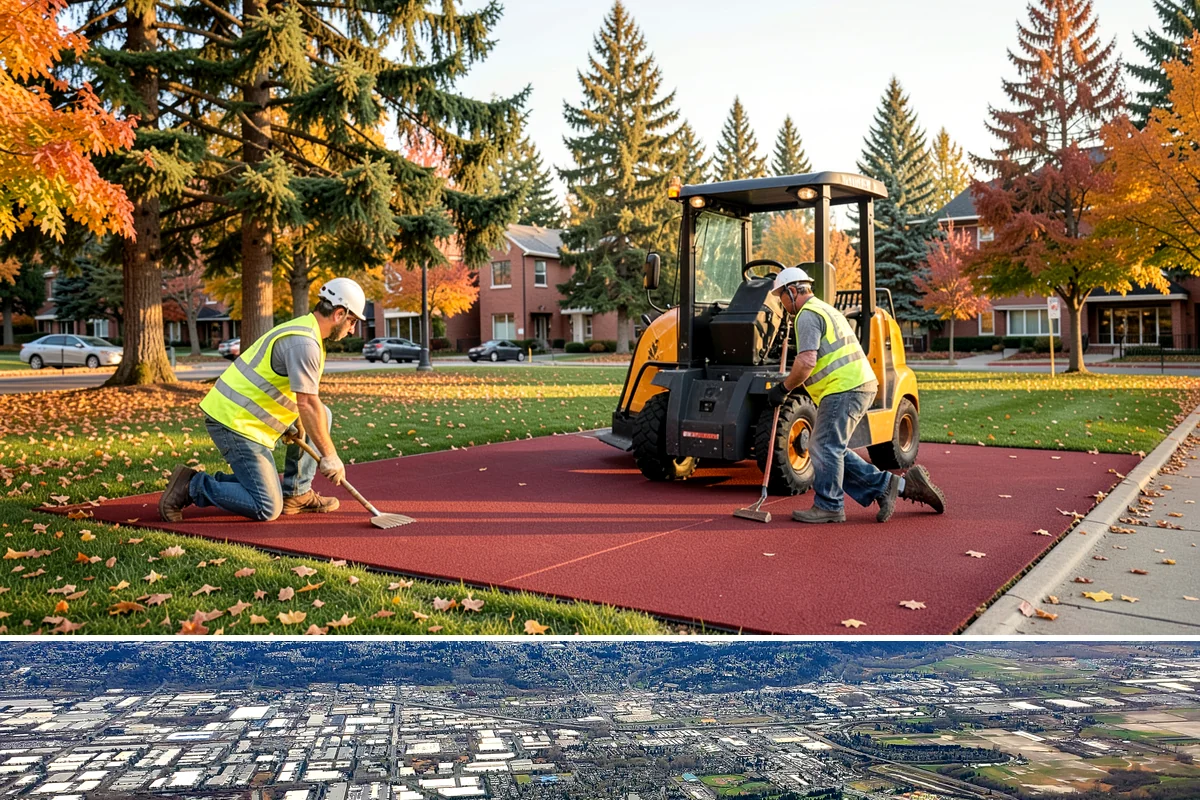 Public Plaza Maintenance in Kent, King County, WA - Biological growth peaks in the wet fall and winter, prioritizing cleaning then, while sealing and repairs are timed for drier...