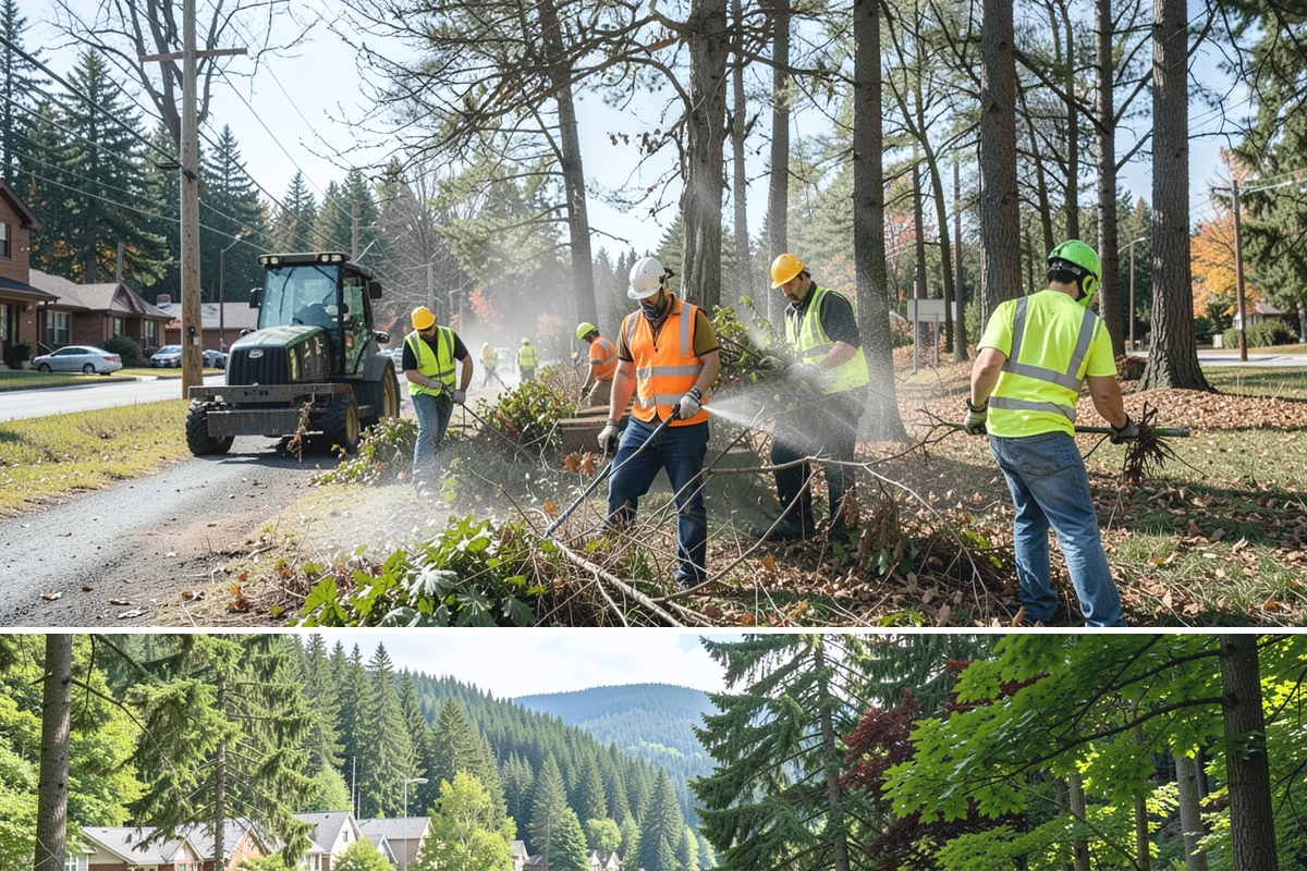 Public Plaza Maintenance in Lake Forest Park, King County, WA - Biological growth peaks in the wet fall and winter, prioritizing cleaning then, while sealing and repairs are timed for drier...