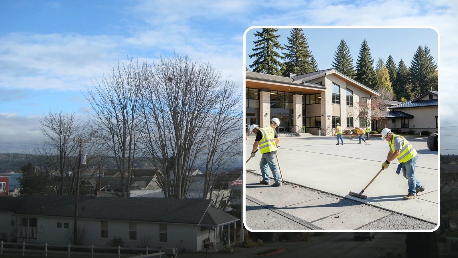 Public Plaza Maintenance in Langley, Island County, WA - We provide ongoing plaza maintenance including joint repair, cleaning, sealing, and hardscape upkeep.