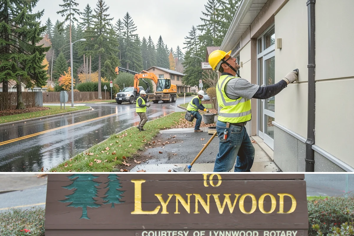 Public Plaza Maintenance in Lynnwood, Snohomish County, WA - Biological growth peaks in the wet fall and winter, prioritizing cleaning then, while sealing and repairs are timed for drier...