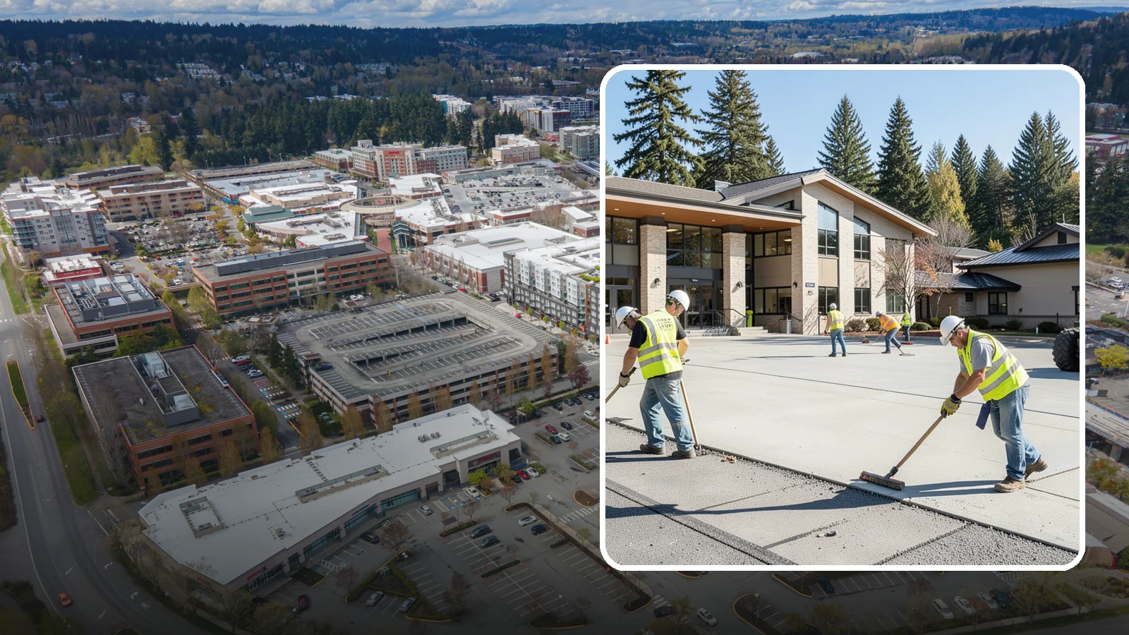 Public Plaza Maintenance in Redmond, King County, WA - We provide ongoing plaza maintenance including joint repair, cleaning, sealing, and hardscape upkeep.