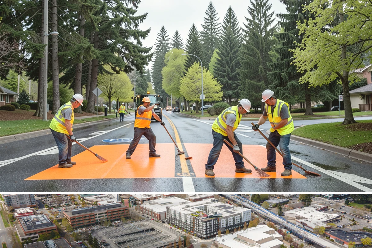 Public Plaza Maintenance in Redmond, King County, WA - Biological growth peaks in the wet fall and winter, prioritizing cleaning then, while sealing and repairs are timed for drier...