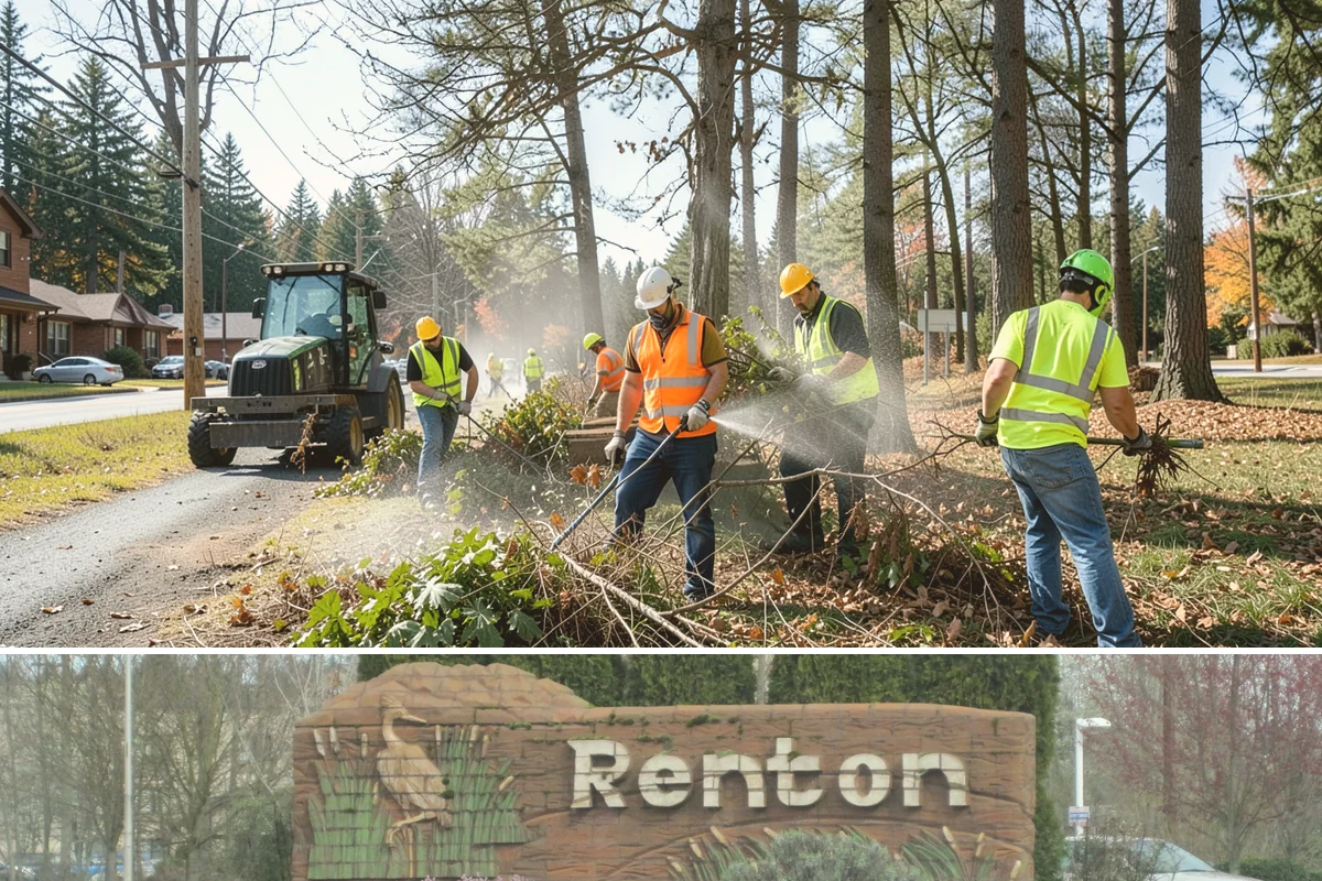 Public Plaza Maintenance in Renton, King County, WA - Biological growth peaks in the wet fall and winter, prioritizing cleaning then, while sealing and repairs are timed for drier...