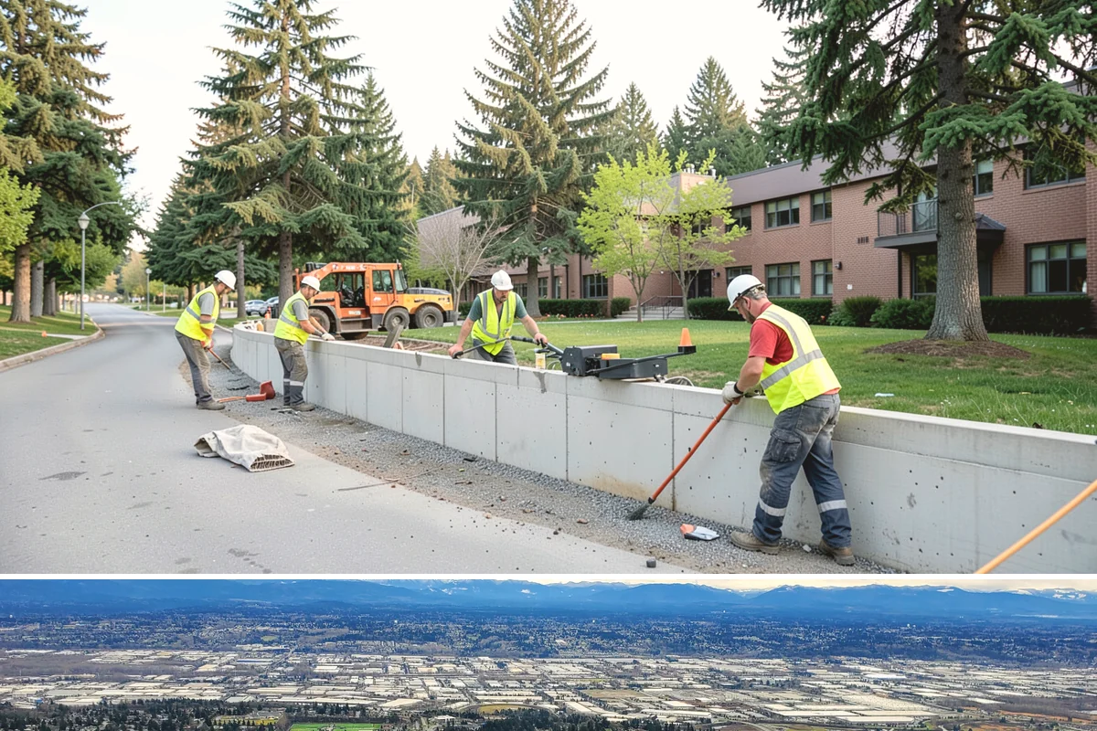 Public Plaza Maintenance in SeaTac, King County, WA - Biological growth peaks in the wet fall and winter, prioritizing cleaning then, while sealing and repairs are timed for drier...