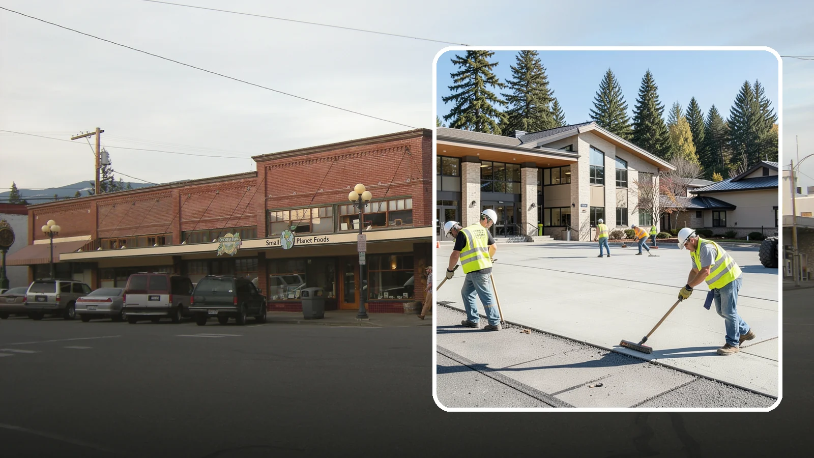 Public Plaza Maintenance in Sedro-Woolley, Skagit County, WA - We provide ongoing plaza maintenance including joint repair, cleaning, sealing, and hardscape upkeep.