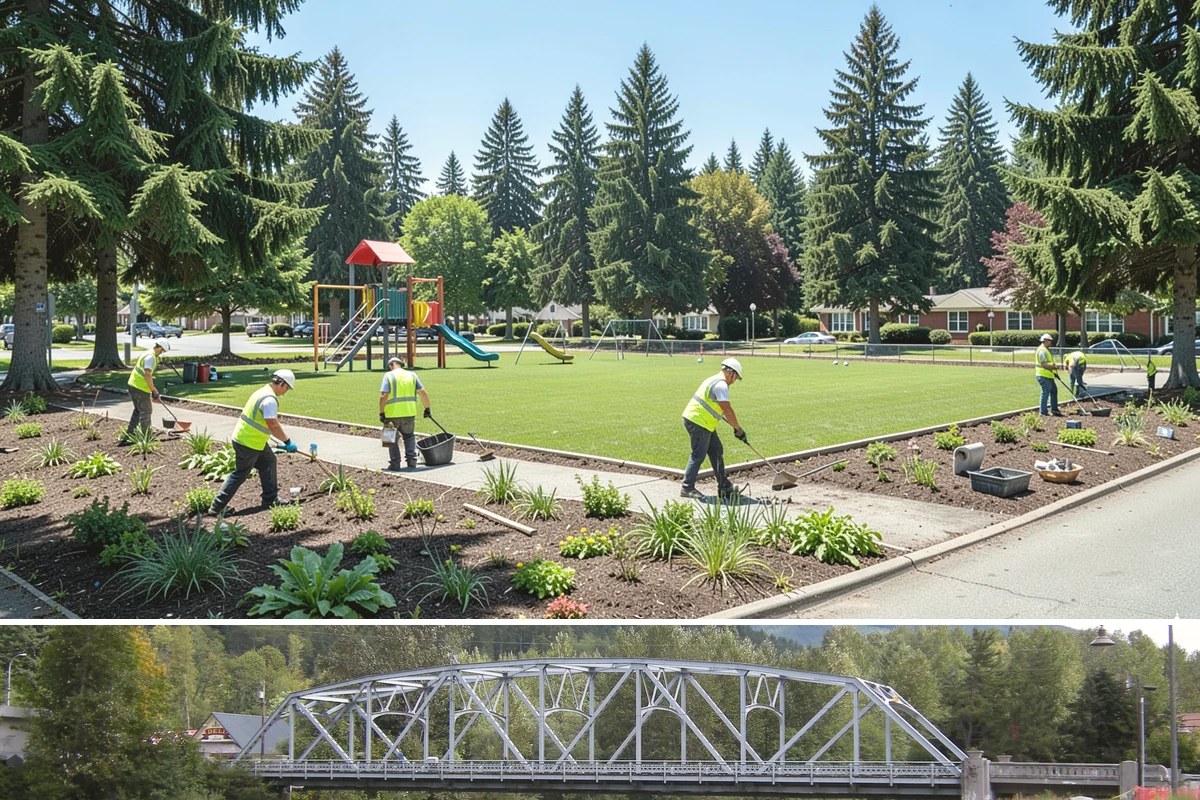 Public Plaza Maintenance in Skykomish, King County, WA - Biological growth peaks in the wet fall and winter, prioritizing cleaning then, while sealing and repairs are timed for drier...