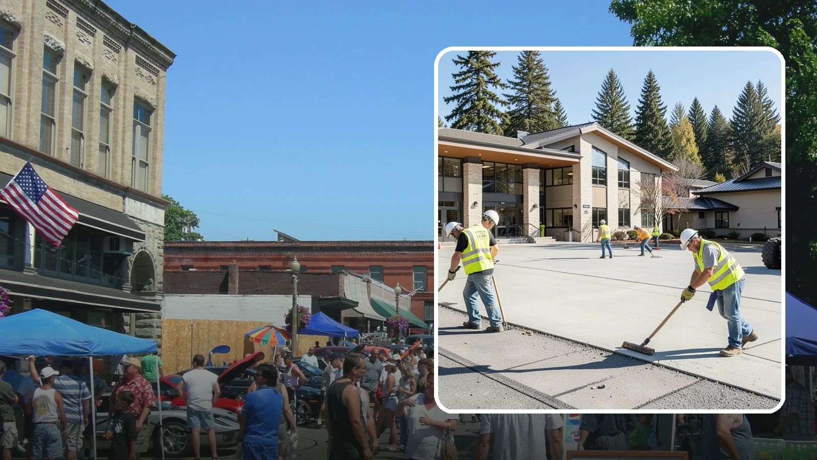 Public Plaza Maintenance in Snohomish, Snohomish County, WA - We provide ongoing plaza maintenance including joint repair, cleaning, sealing, and hardscape upkeep.