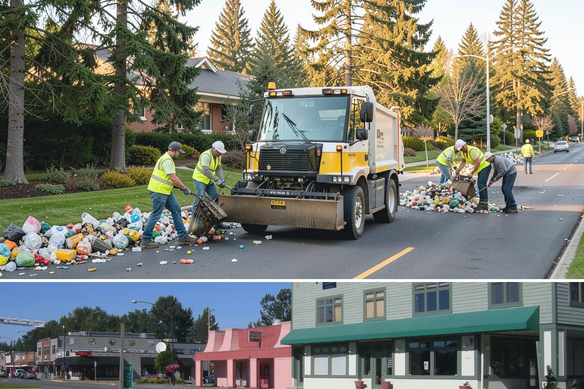 Public Plaza Maintenance in Snoqualmie, King County, WA - Biological growth peaks in the wet fall and winter, prioritizing cleaning then, while sealing and repairs are timed for drier...