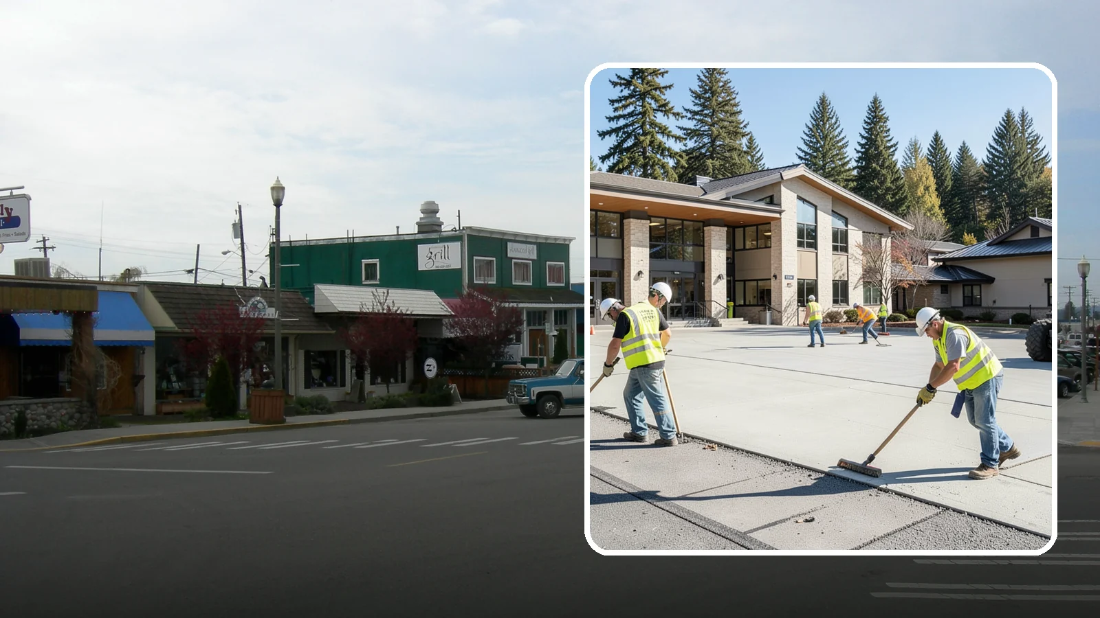 Public Plaza Maintenance in Stanwood, Snohomish County, WA - We provide ongoing plaza maintenance including joint repair, cleaning, sealing, and hardscape upkeep.