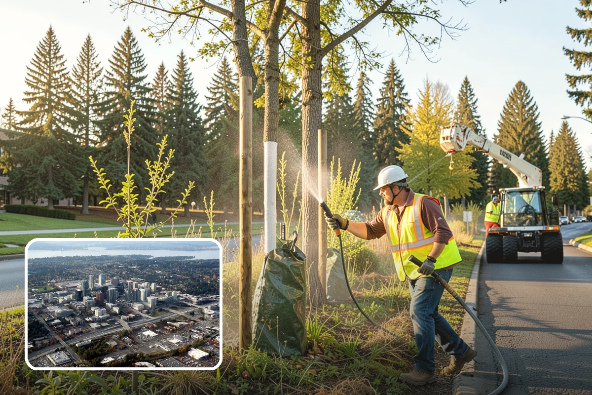 Public Restroom Renovation in Bellevue, King County, WA - Upgrades worn restrooms to current accessibility clearances