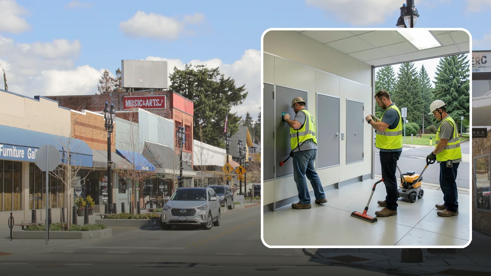 Public Restroom Renovation in Bothell, King County, WA - Modernize existing public restrooms with durable fixtures, accessibility upgrades, and improved sanitation surfaces.