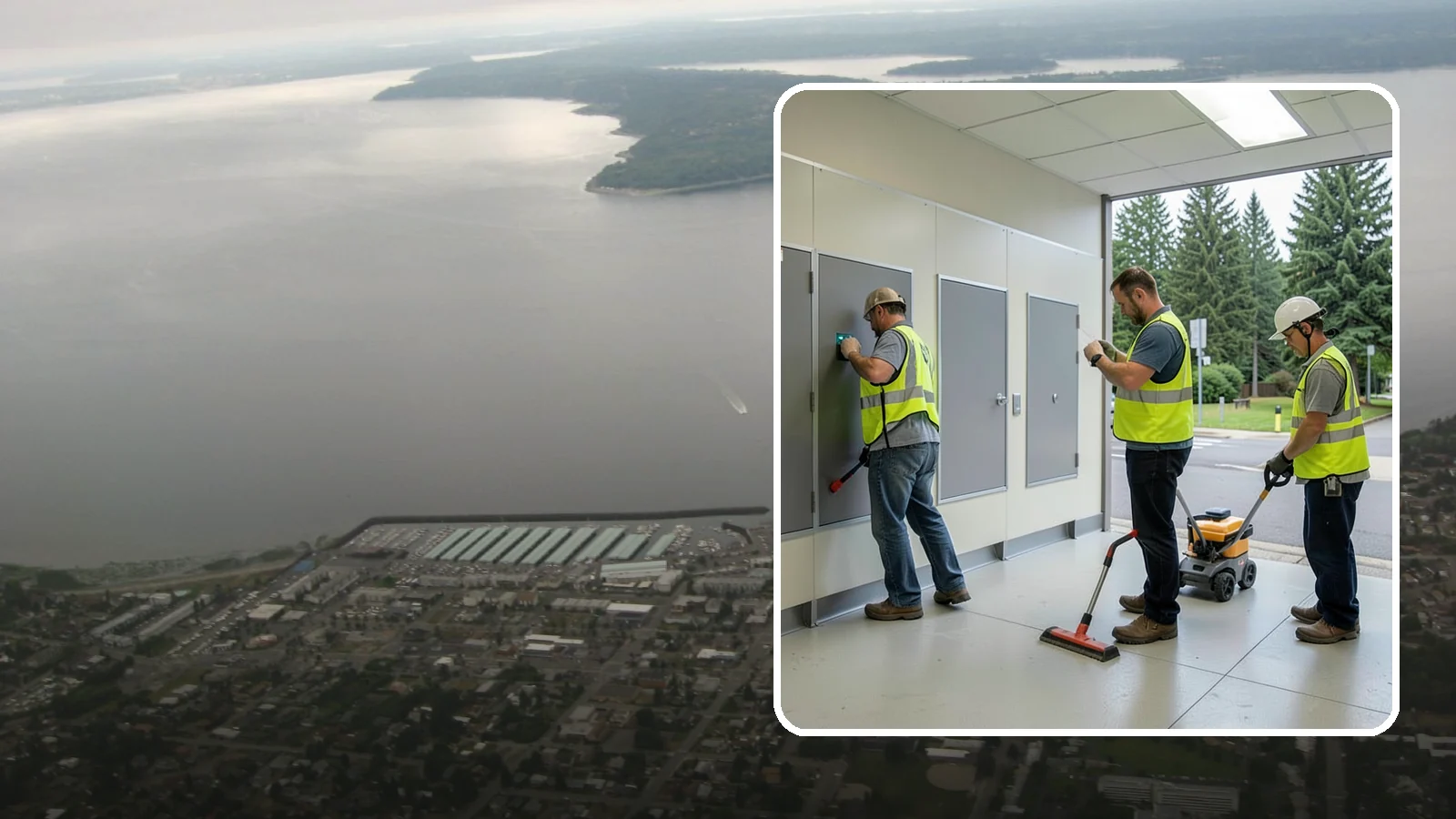 Public Restroom Renovation in Des Moines, King County, WA - Modernize existing public restrooms with durable fixtures, accessibility upgrades, and improved sanitation surfaces.