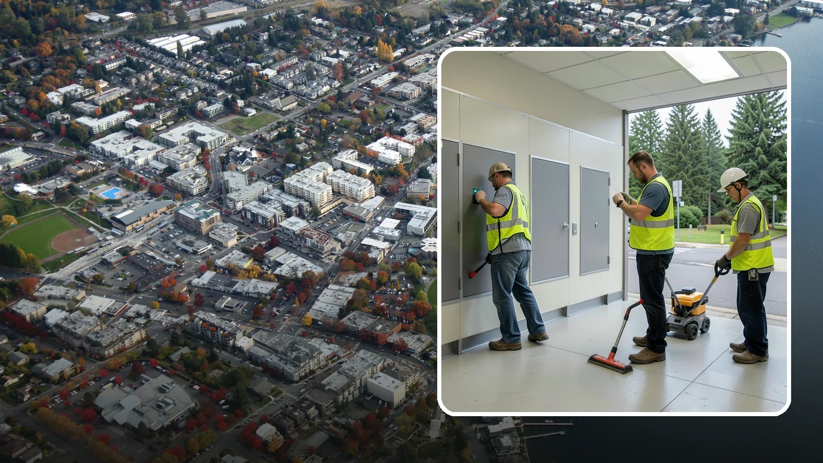 Public Restroom Renovation in Kirkland, King County, WA - Modernize existing public restrooms with durable fixtures, accessibility upgrades, and improved sanitation surfaces.