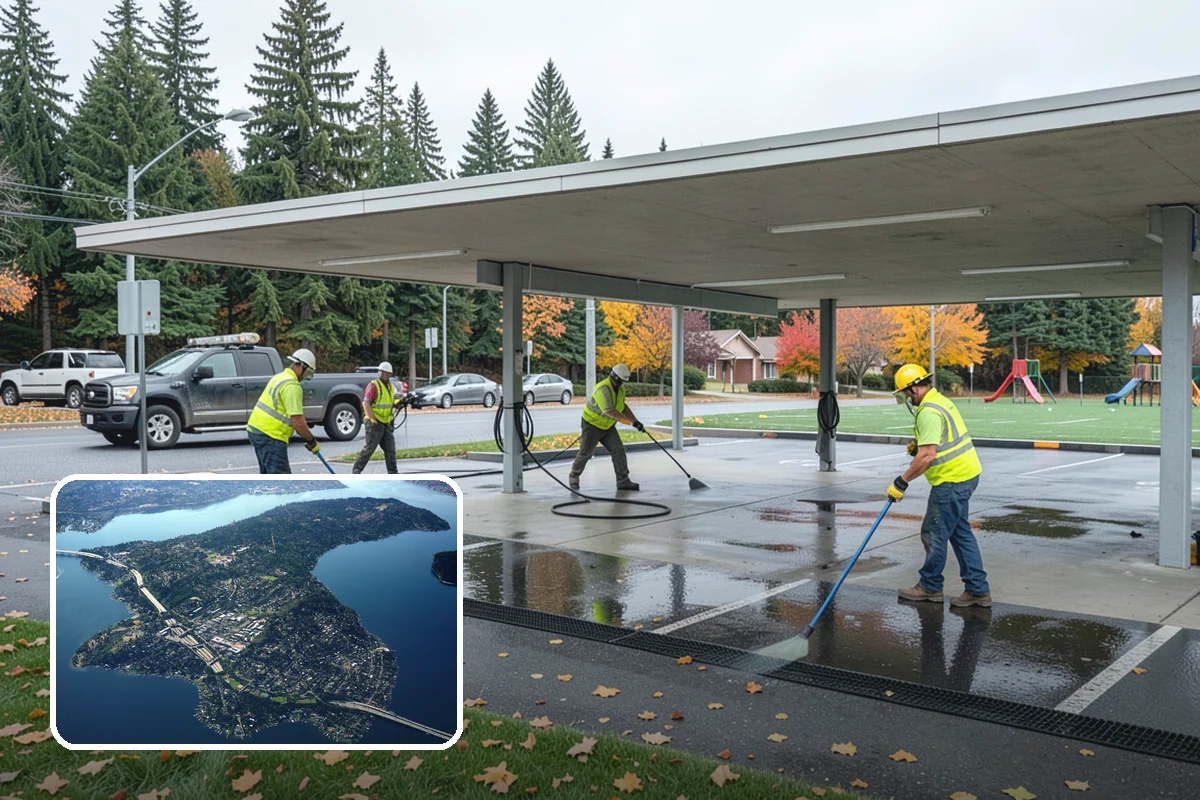 Public Restroom Renovation in Mercer Island, King County, WA - Upgrades worn restrooms to current accessibility clearances
