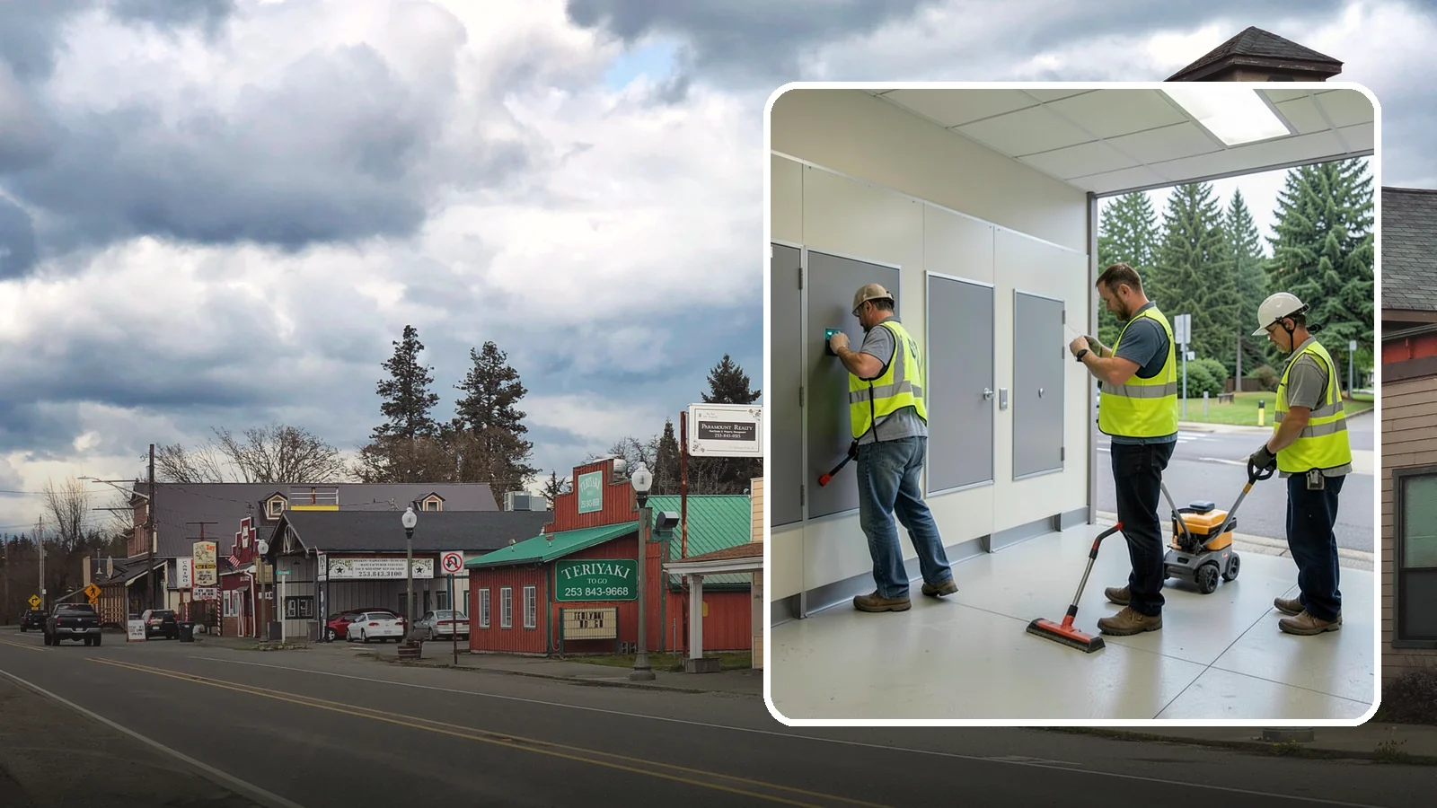 Public Restroom Renovation in Roy, Pierce County, WA - Modernize existing public restrooms with durable fixtures, accessibility upgrades, and improved sanitation surfaces.