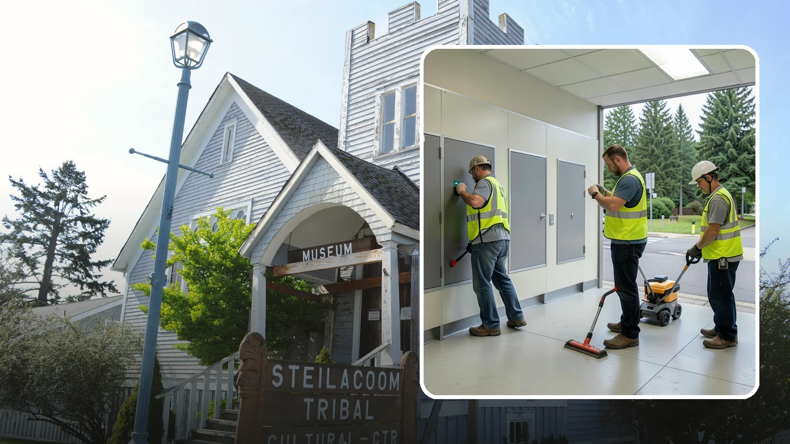 Public Restroom Renovation in Steilacoom, Pierce County, WA - Modernize existing public restrooms with durable fixtures, accessibility upgrades, and improved sanitation surfaces.