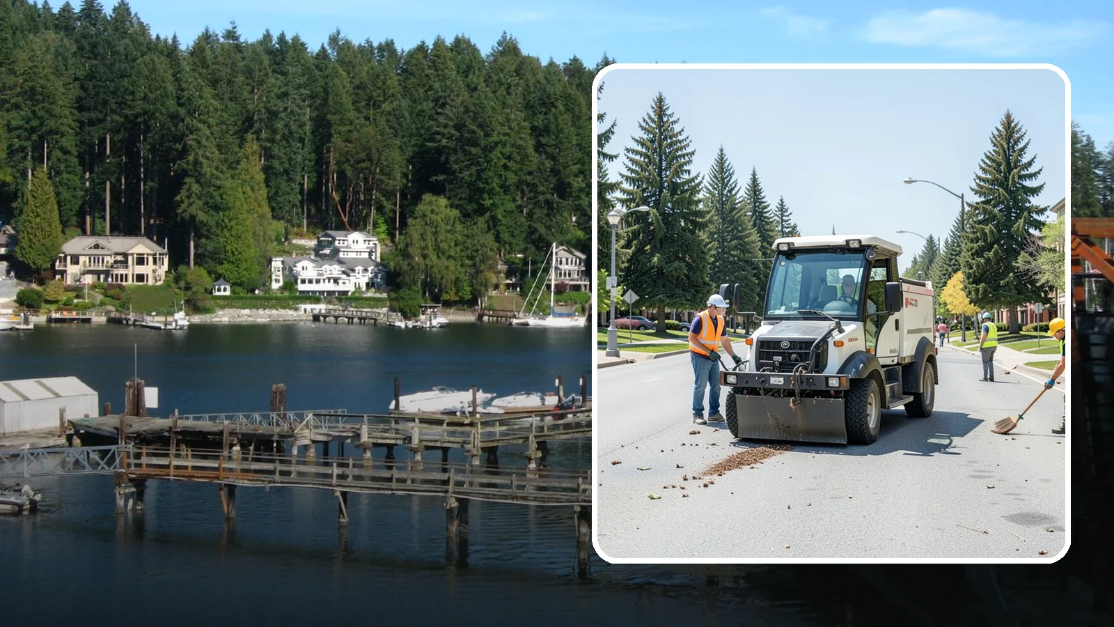Public Space Cleanup in Gig Harbor, Pierce County, WA - Comprehensive cleaning of downtown cores, plazas, and civic gathering spaces on a scheduled basis.