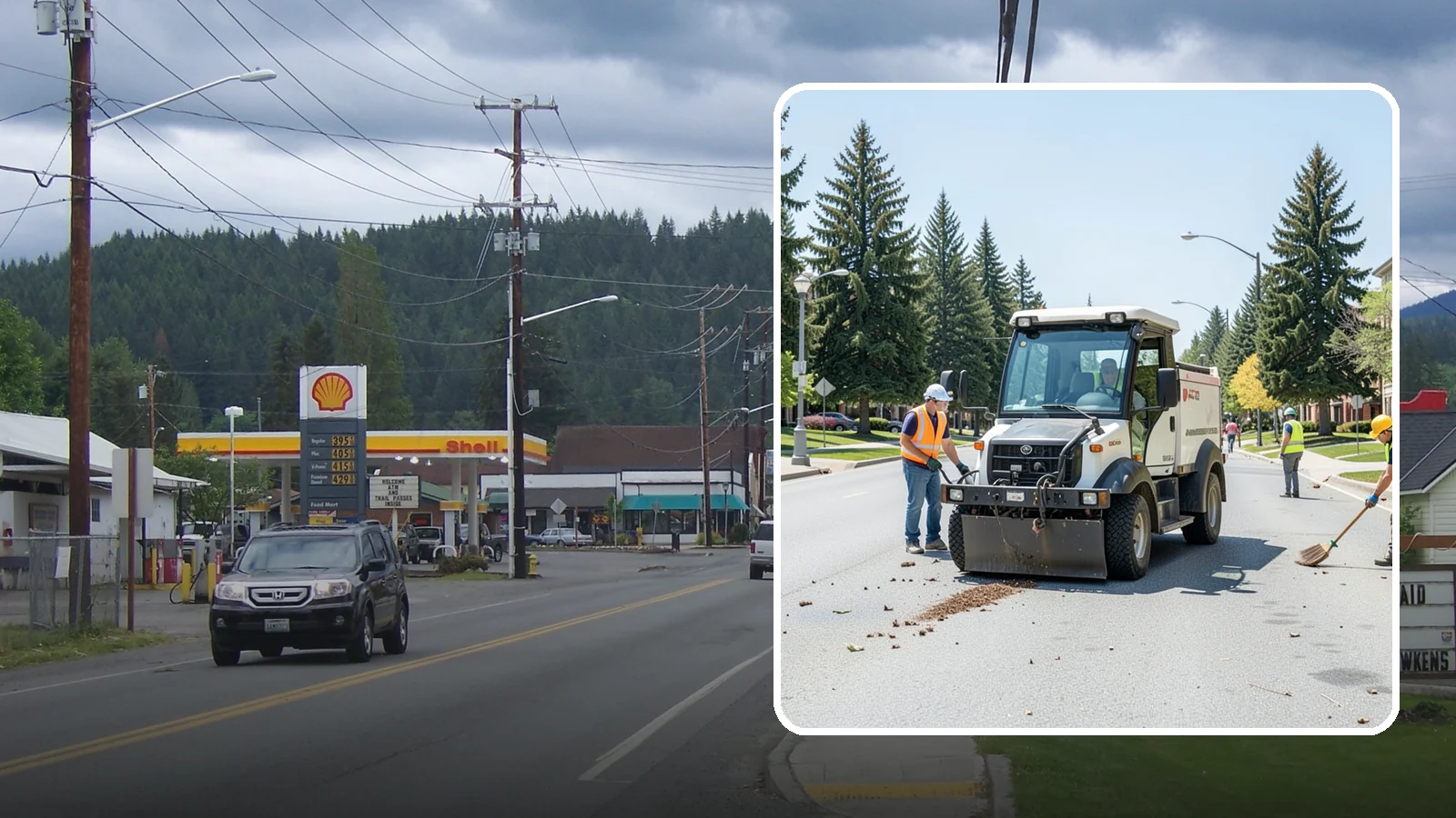 Public Space Cleanup in Granite Falls, Snohomish County, WA - Comprehensive cleaning of downtown cores, plazas, and civic gathering spaces on a scheduled basis.