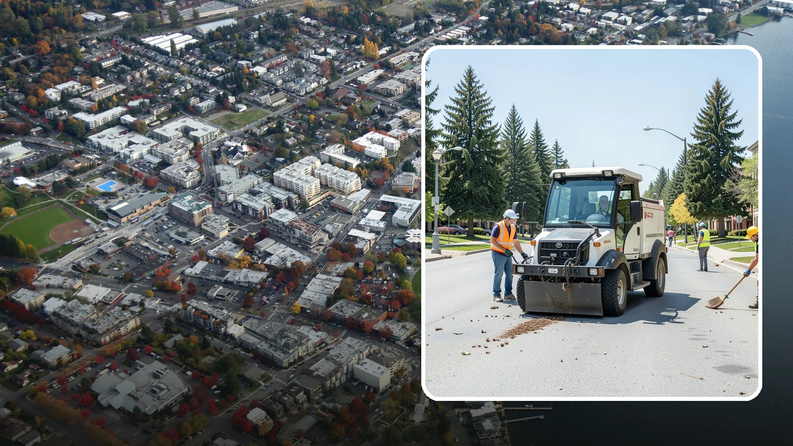 Public Space Cleanup in Kirkland, King County, WA - Comprehensive cleaning of downtown cores, plazas, and civic gathering spaces on a scheduled basis.